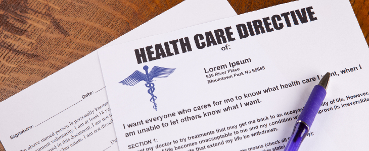 document that reads healthcare directive