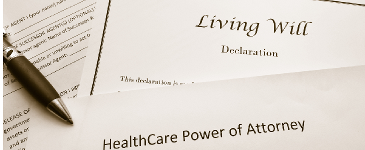 documents that read living will and health care power of attorney