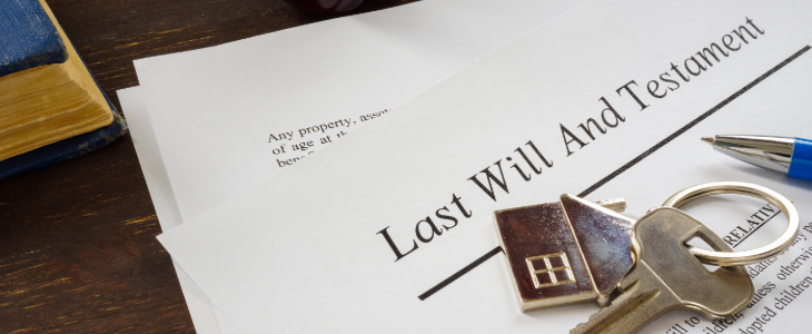 image of keys on last will and testament document