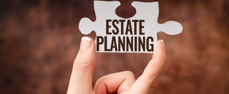 image of hand holding a puzzle piece with estate planning text